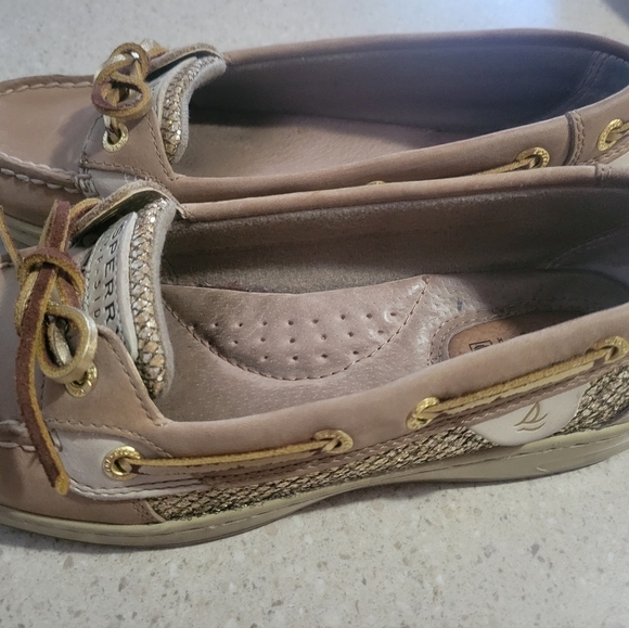 GUC-Sperry Top Sider Angelfish Leather Boat Shoes Women’s Size 6.5 M Gold Sequin - Picture 6 of 12